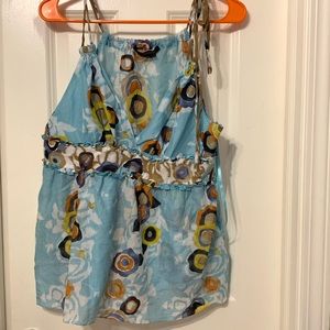 BCBGMaxAzria Floral Blue Tank Top